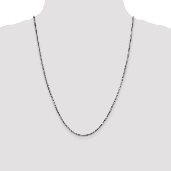 1.5mm, 14k White Gold, Solid Franco Chain Necklace, 24 Inch - Picture 2 of 8